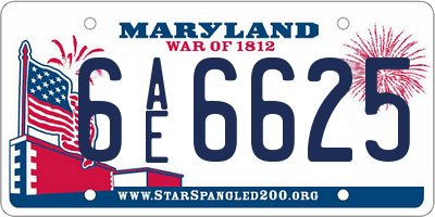 MD license plate 6AE6625