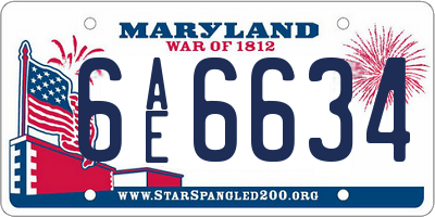 MD license plate 6AE6634