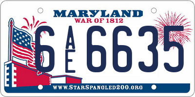 MD license plate 6AE6635