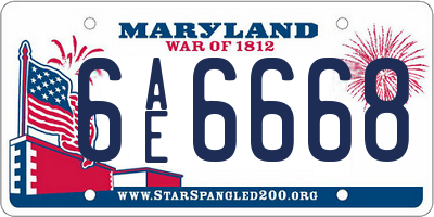 MD license plate 6AE6668