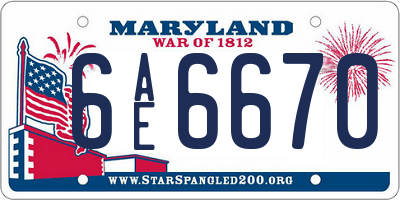 MD license plate 6AE6670