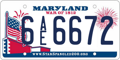 MD license plate 6AE6672