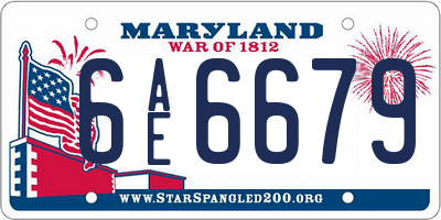 MD license plate 6AE6679