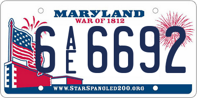 MD license plate 6AE6692