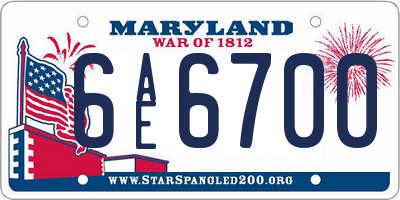 MD license plate 6AE6700