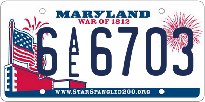 MD license plate 6AE6703