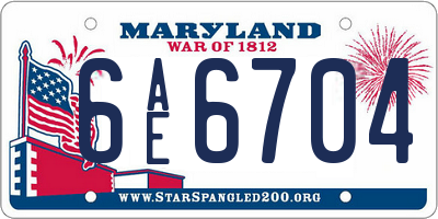 MD license plate 6AE6704