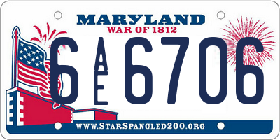 MD license plate 6AE6706