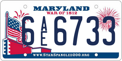 MD license plate 6AE6733