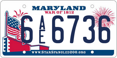 MD license plate 6AE6736