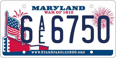 MD license plate 6AE6750