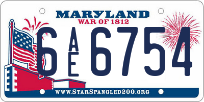 MD license plate 6AE6754