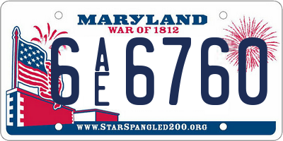 MD license plate 6AE6760