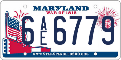 MD license plate 6AE6779