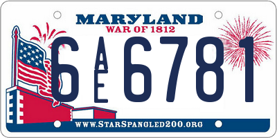 MD license plate 6AE6781