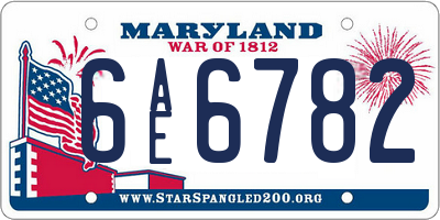 MD license plate 6AE6782