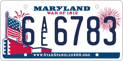MD license plate 6AE6783