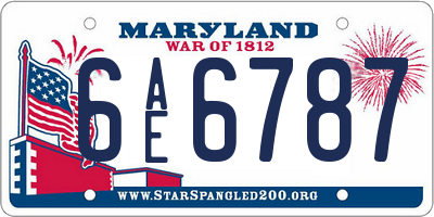 MD license plate 6AE6787