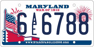 MD license plate 6AE6788