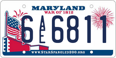 MD license plate 6AE6811