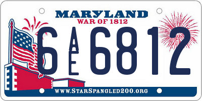 MD license plate 6AE6812
