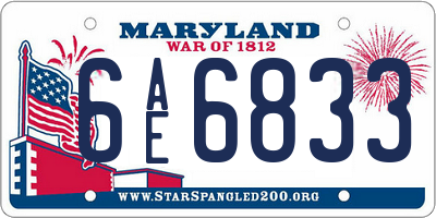 MD license plate 6AE6833