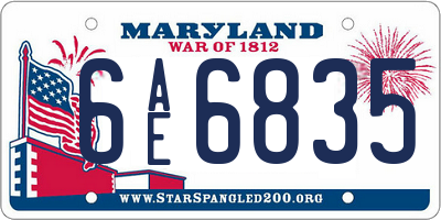 MD license plate 6AE6835