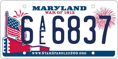 MD license plate 6AE6837