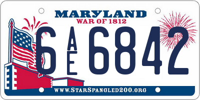 MD license plate 6AE6842