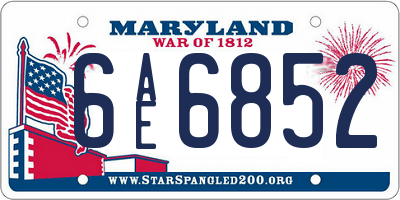 MD license plate 6AE6852