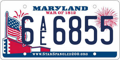 MD license plate 6AE6855