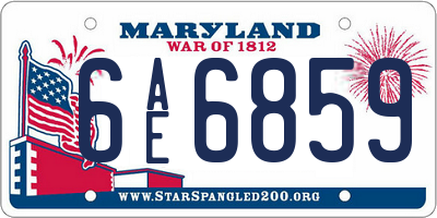 MD license plate 6AE6859