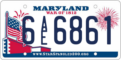 MD license plate 6AE6861