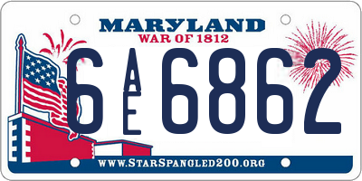 MD license plate 6AE6862