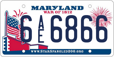 MD license plate 6AE6866