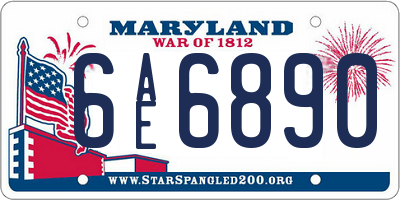 MD license plate 6AE6890
