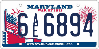 MD license plate 6AE6894