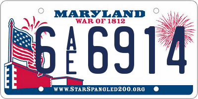 MD license plate 6AE6914