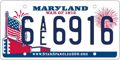 MD license plate 6AE6916