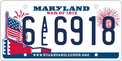 MD license plate 6AE6918