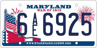 MD license plate 6AE6925
