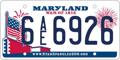 MD license plate 6AE6926
