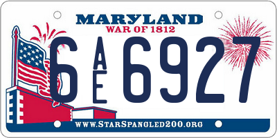 MD license plate 6AE6927