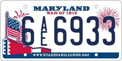 MD license plate 6AE6933