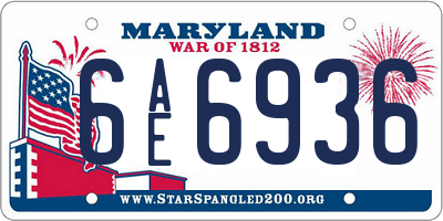 MD license plate 6AE6936