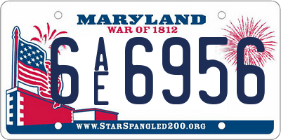MD license plate 6AE6956