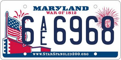 MD license plate 6AE6968