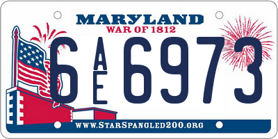 MD license plate 6AE6973