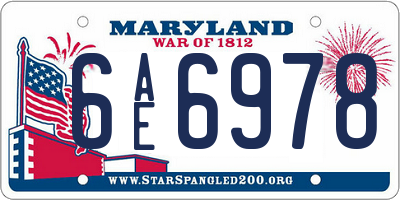 MD license plate 6AE6978
