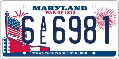 MD license plate 6AE6981